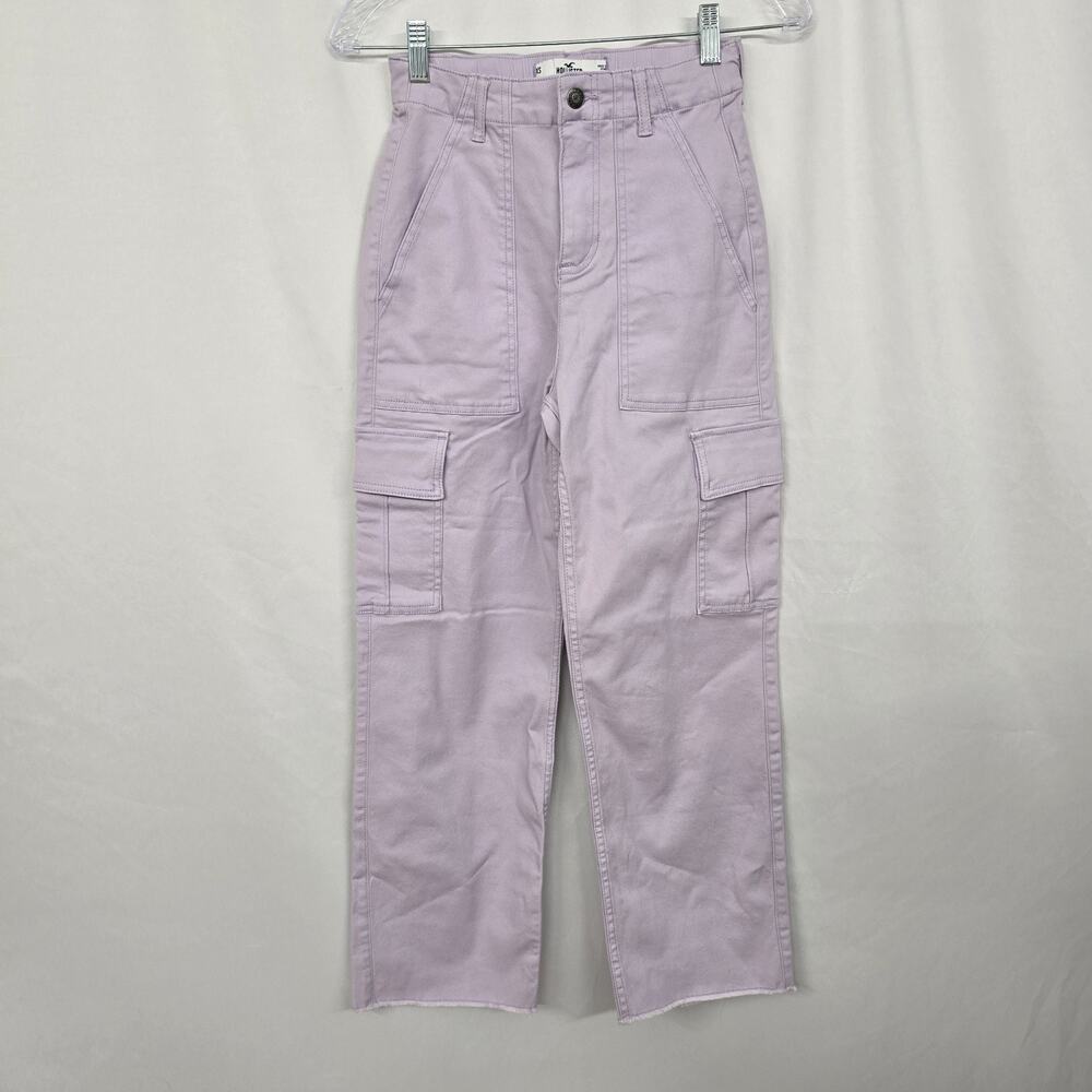 Hollister Cargo Pants Women's XS Lilac Purple Raw Edge Hem Preppy NWT